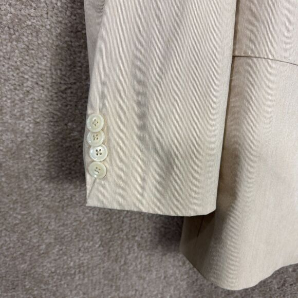 Hugo Boss Sharp1 Blazer Sport Coat‎ Mens 40 Long Tan Stretch Pinstriped Jacket - Picture 3 of 15